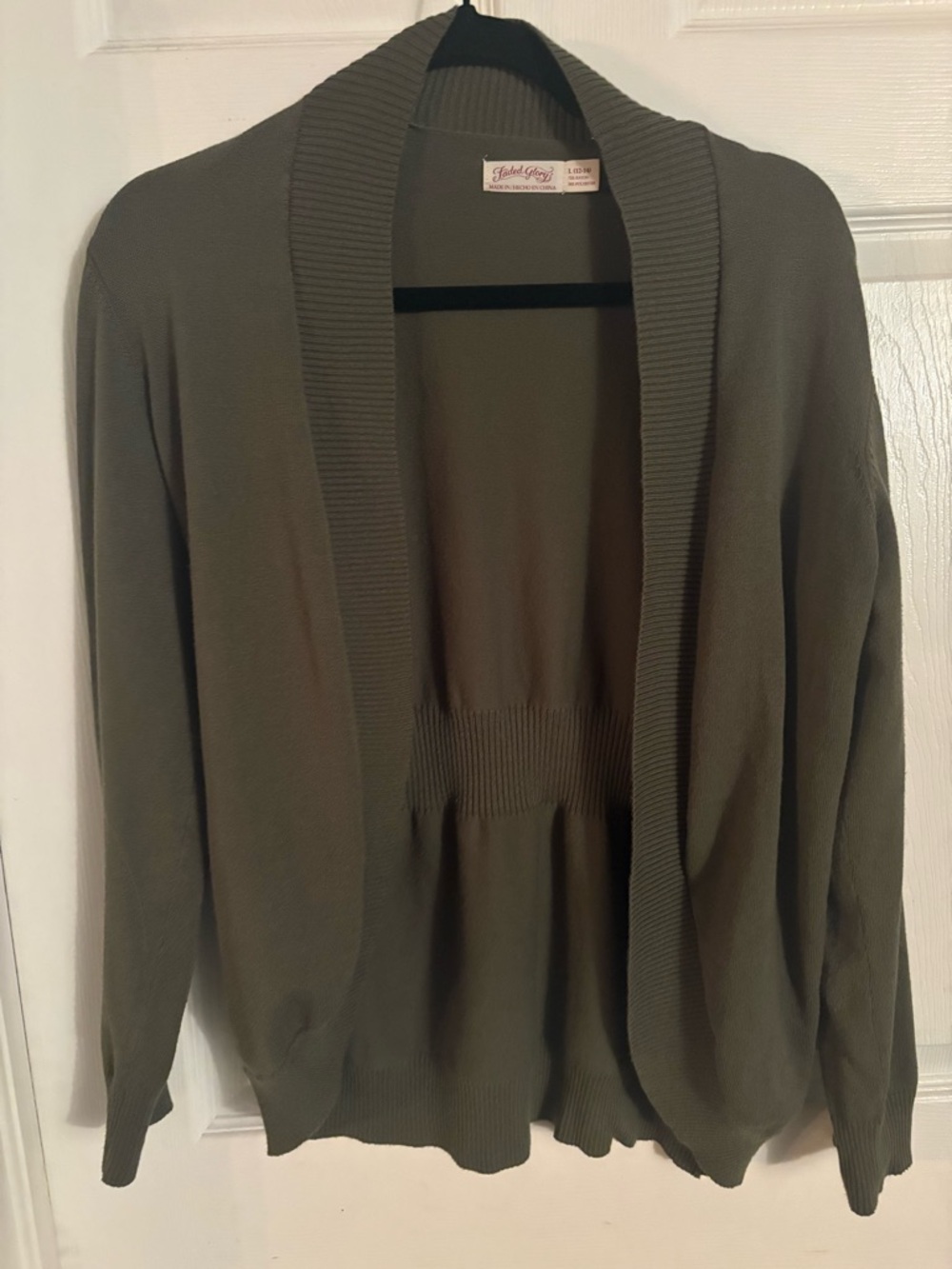 Faded Glory Olive Green Open-Front Women's Cardigan